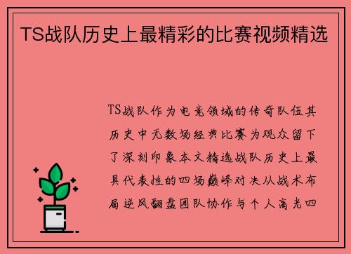 TS战队历史上最精彩的比赛视频精选